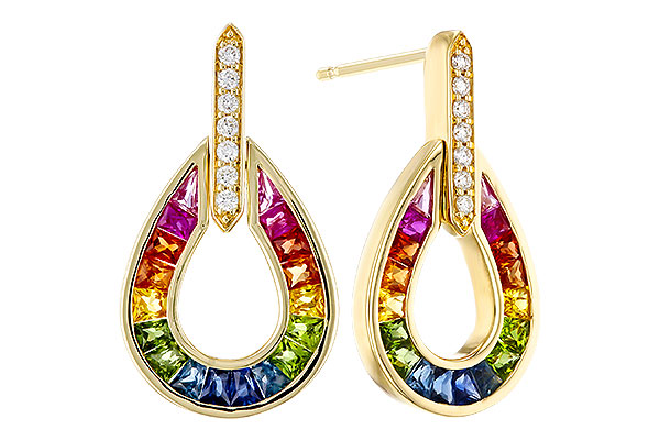 L293-58032: EARRINGS 1.18 MULTI-COLOR SAPP 1.25 TGW